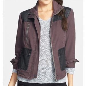 [Rubbish] Maroon & Black Collar Moto Jacket